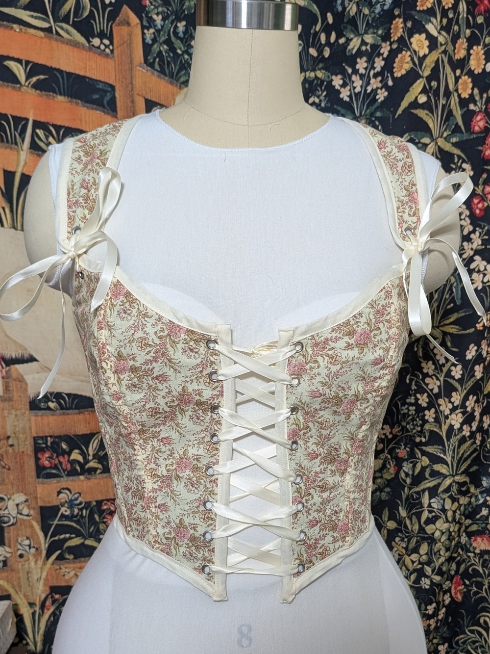 New Handmade Corset Bodice Floral Lace-up